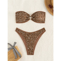 New Glitter Sequins Bandeau Bikini Female Swimsuit Women Swimwear Two-Pieces Bikini Set Brazilian Bather Bathing Suit Swim V7922