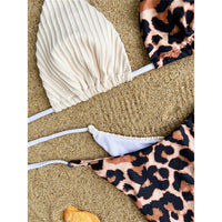 XS - L Leopard Halter Splicing Satin Bikini Female Swimsuit Women Swimwear Two-piece Bikini set Bather Bathing Suit Swim V4752SW