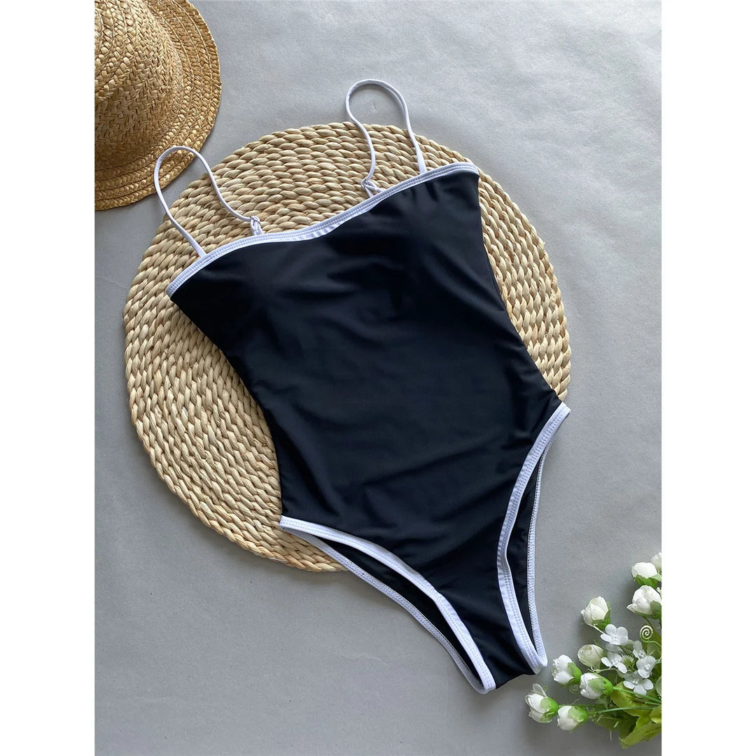 2026 Sexy Color Block Splicing High Leg Cut Full Back Women Swimwear One Piece Swimsuit Female Bather Bathing Suit Swim V5622