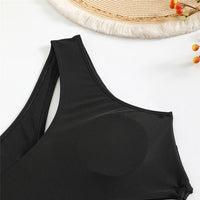 Cut Out Asymmetric One Shoulder One Piece Swimsuit Women Swimwear Female Monokini High Leg Cut Bather Bathing Suit Swim V6254