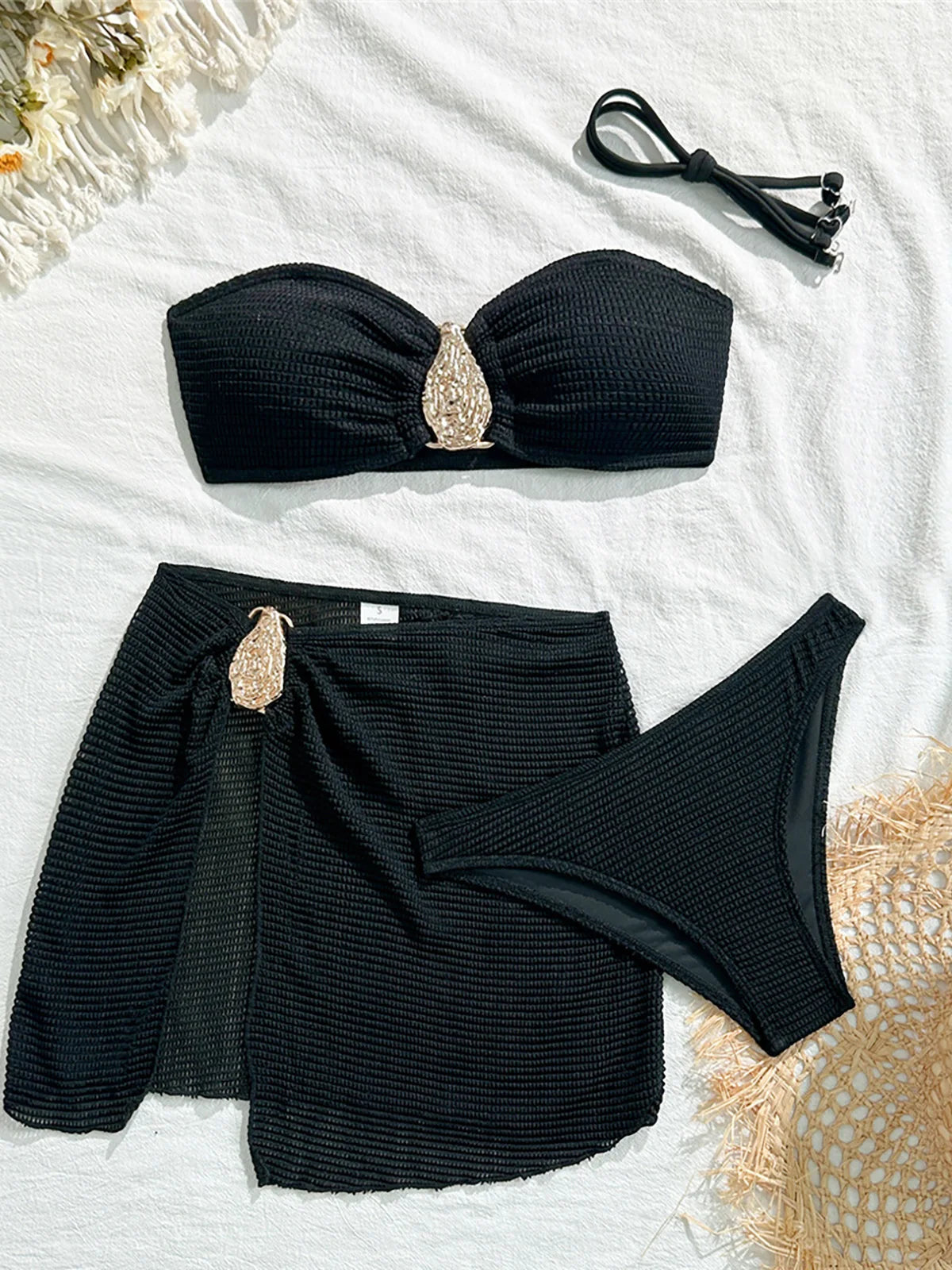 With Skirt High Leg Cut Brazilian Bikini Women Swimwear Female Swimsuit Three-pieces Bikini set Bather Bathing Suit Swim V6741