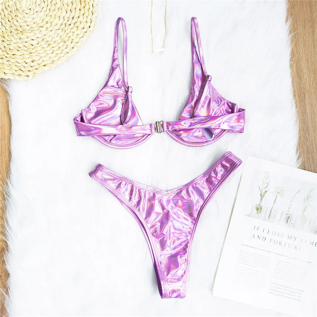 S - XL V-bar Underwired Bikini Female Swimsuit Women Swimwear Two-Piece V Shape Wire Bikini Set Bather Bathing Suit Swim V439