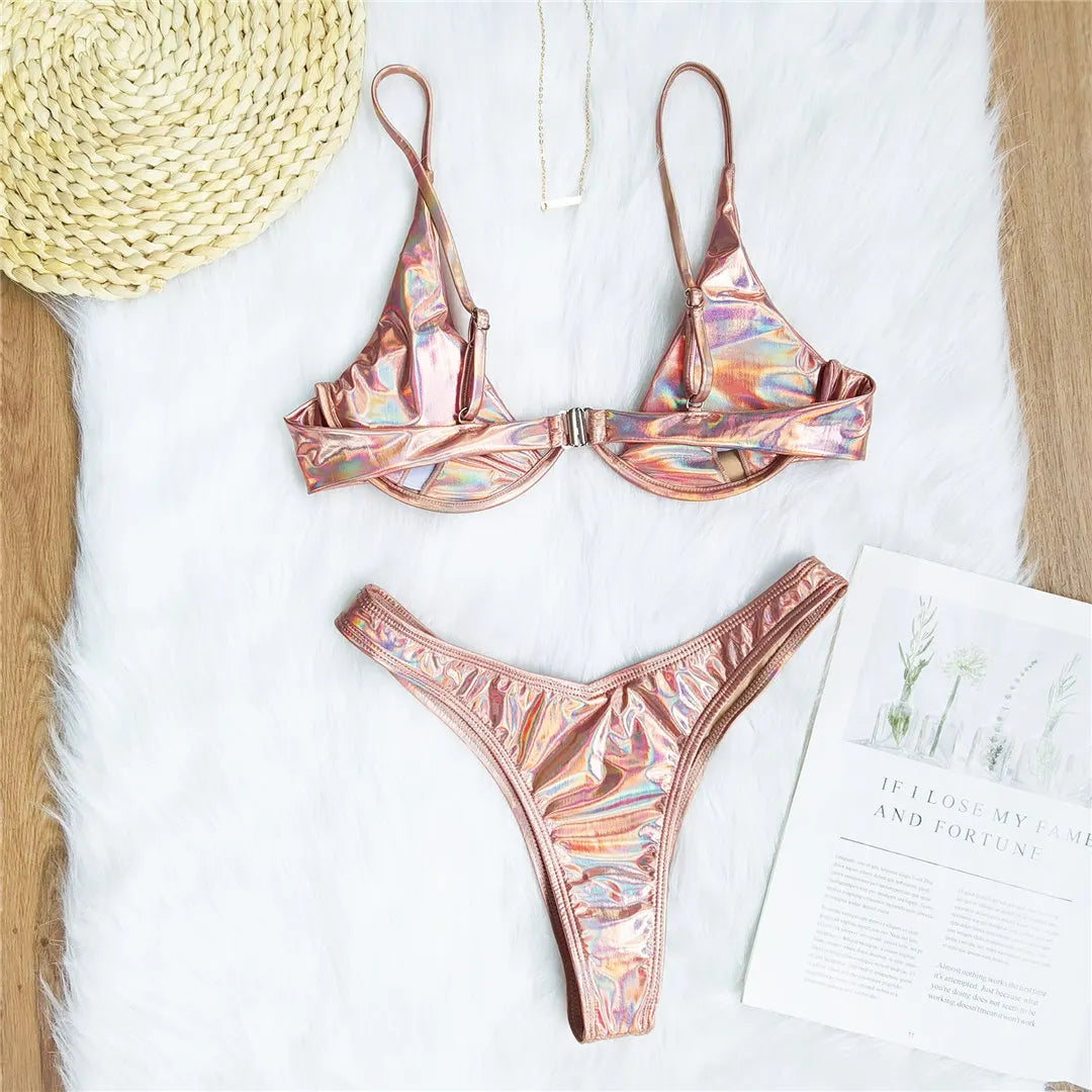 S - XL V-bar Underwired Bikini Female Swimsuit Women Swimwear Two-Piece V Shape Wire Bikini Set Bather Bathing Suit Swim V439