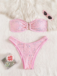 5 Colors Sequins Shiny Bling Women Swimwear Bandeau Bikini Female Swimsuit Two-Pieces Bikini Set Bather Bathing Suit Swim V7311
