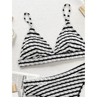 Sexy Black White Striped High Waist Bikini Female Swimsuit Women Swimwear Two-Pieces Bikini Set Bather Bathing Suit Swim V5830