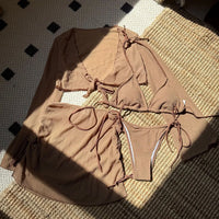2026 Long Sleeve With Skirt Halter Bikini Women Swimwear Female Swimsuit Four-pieces Bikini set Bather Bathing Suit Swim V6358