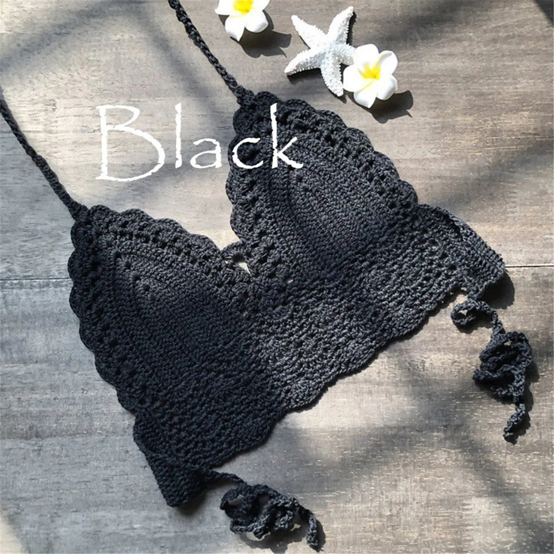 S - XL 9 Colors Crochet Knitted Bikini Top Female Swimsuit Women Swimwear Bather Bathing Suit Swim Hollow Out Beach Top V4193