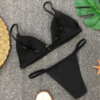 New Sexy Padded Brazilian Bikini Women Swimwear Female Swimsuit Two-Pieces Bikini Set Solid Bather Bathing Suit Swim Lady V64A