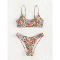 Floral Printed Brazilian Mid Waist Bikini Women Swimwear Female Swimsuit Two-Pieces Bikini Set Bather Bathing Suit Swim V5002