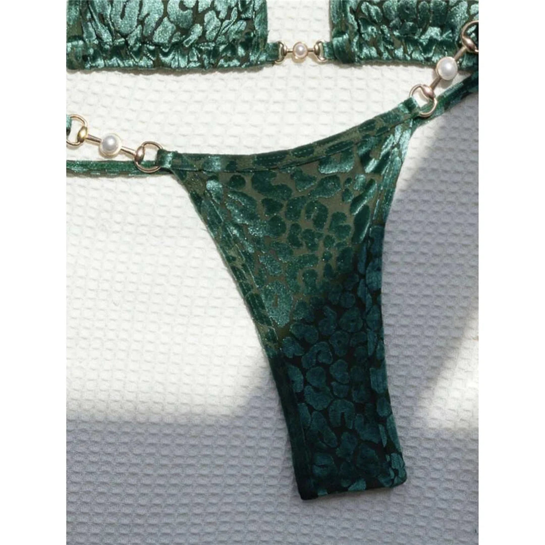 S- XL Leopard Halter Mini Micro Thong Bikini Women Swimwear Female Swimsuit Two-Pieces Bikini Set Bather Bathing Suit Swim V5207