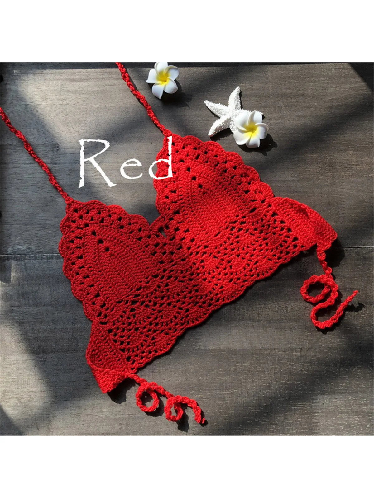 S - XL 9 Colors Crochet Knitted Bikini Top Female Swimsuit Women Swimwear Bather Bathing Suit Swim Hollow Out Beach Top V4193
