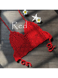 S - XL 9 Colors Crochet Knitted Bikini Top Female Swimsuit Women Swimwear Bather Bathing Suit Swim Hollow Out Beach Top V4193