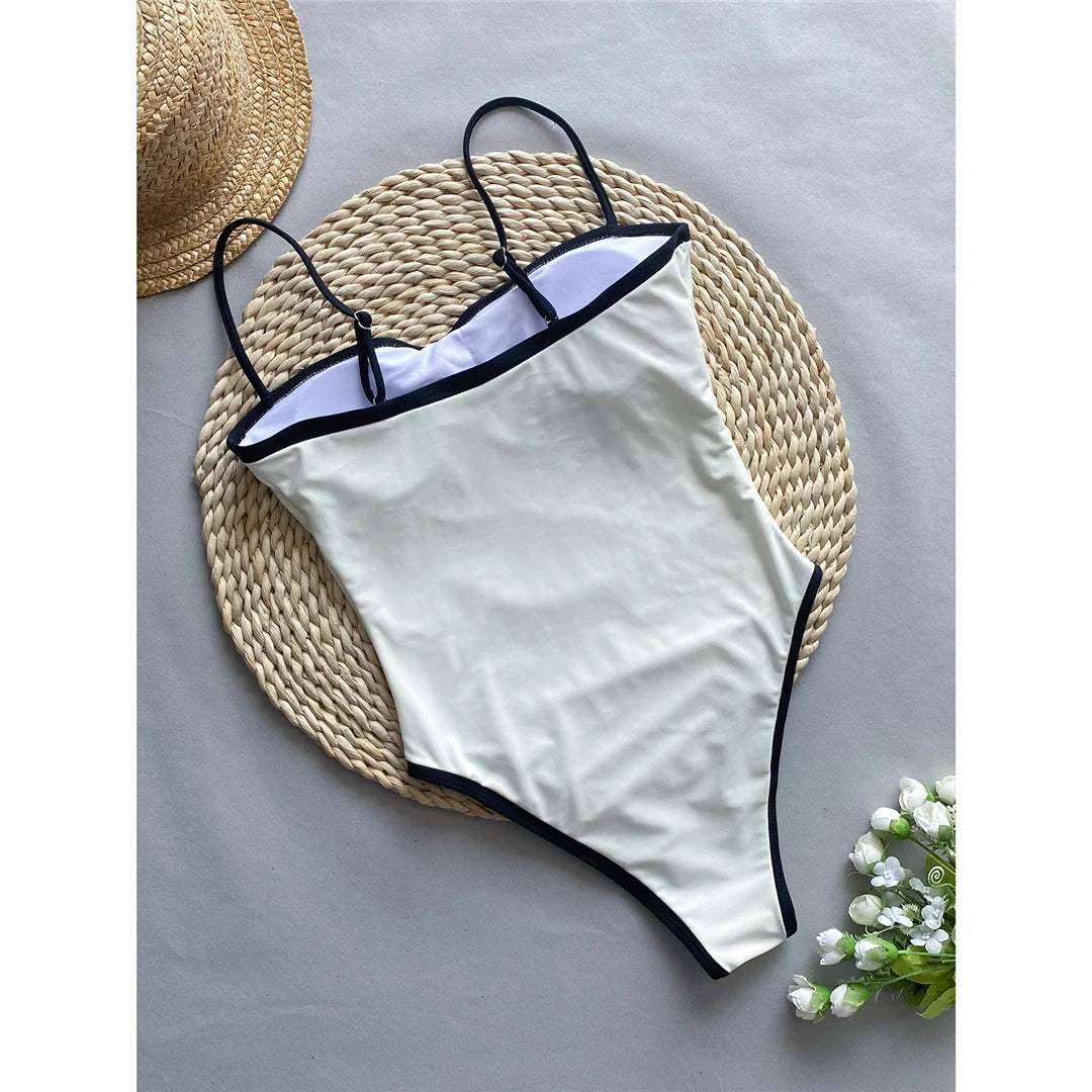 2026 Sexy Color Block Splicing High Leg Cut Full Back Women Swimwear One Piece Swimsuit Female Bather Bathing Suit Swim V5622