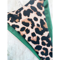 XS - L Leopard Halter Splicing Satin Bikini Female Swimsuit Women Swimwear Two-piece Bikini set Bather Bathing Suit Swim V4752SW