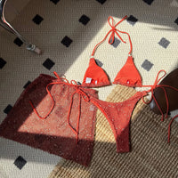 3PCS With Hollow Out Skirt Halter Bikini Female Swimsuit Women Swimwear Three-Pieces Bikini Set Bather Bathing Suit Swim V6451