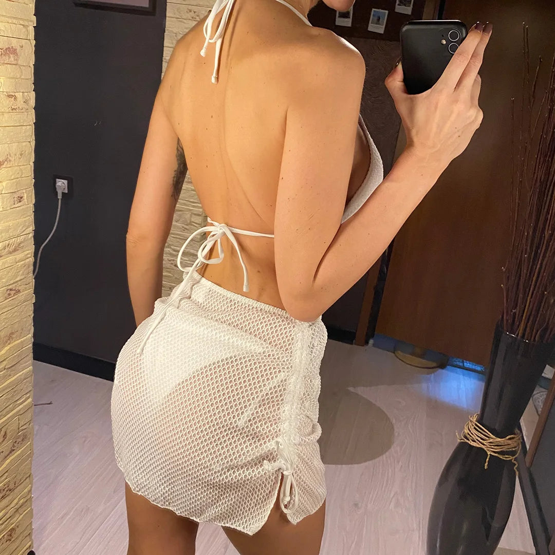 2026 Long Sleeve With Skirt Halter Bikini Women Swimwear Female Swimsuit Four-pieces Bikini set Bather Bathing Suit Swim V6358