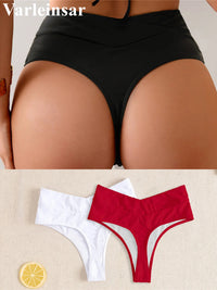 S - XL High Waist High Leg Cut Bikini Bottom Swim Brief Women Swimwear Female Bather Brazilian Tanga Panties Underwear V7095
