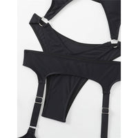 Sexy Tummy Cut Out Halter With Garter One Piece Swimsuit Women Swimwear Female High Leg Cut Bather Bathing Suit Swim Lady V4415