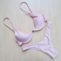 S - XL V-bar Underwired Bikini Female Swimsuit Women Swimwear Two-Piece V Shape Wire Bikini Set Bather Bathing Suit Swim V439
