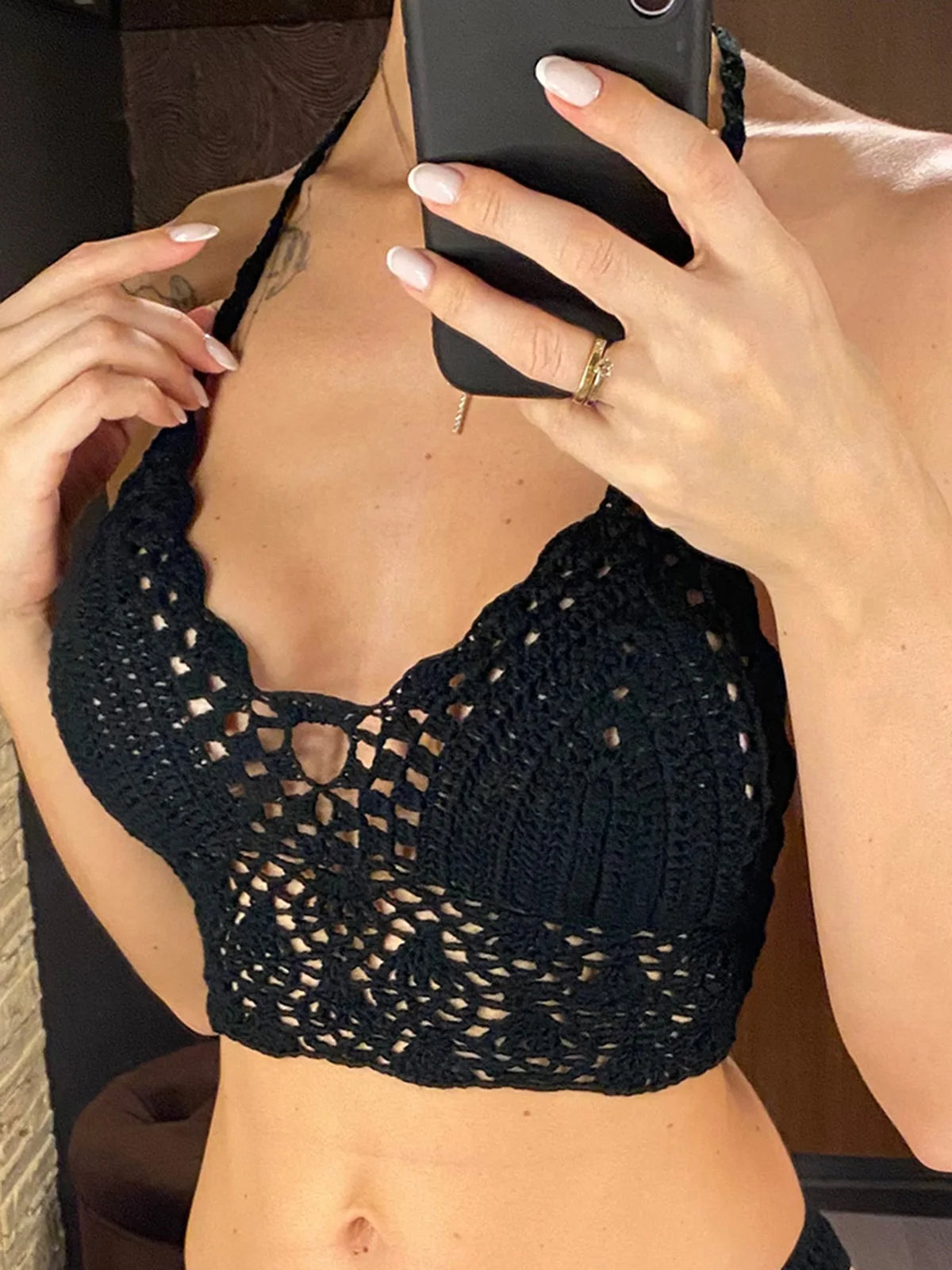 S - XL 9 Colors Crochet Knitted Bikini Top Female Swimsuit Women Swimwear Bather Bathing Suit Swim Hollow Out Beach Top V4193