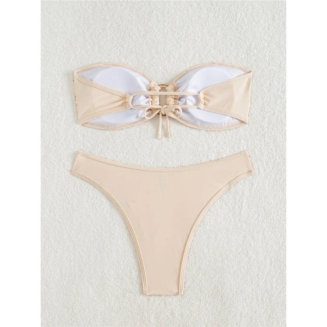 5 Colors Sequins Shiny Bling Women Swimwear Bandeau Bikini Female Swimsuit Two-Pieces Bikini Set Bather Bathing Suit Swim V7311