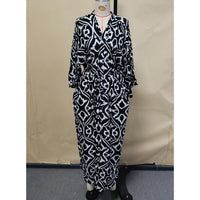 Printed Long Sleeve With Belt V Neck Beach Dress Beach Wear Beachwear Beach Cover Up Cover-upsWomen sunscreen clothing V6174