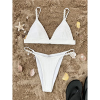 Sexy Pearls High Leg Cut Padded Bikini Female Swimsuit Women Swimwear Two-Pieces Bikini Set Bather Bathing Suit Swim Lady V4366