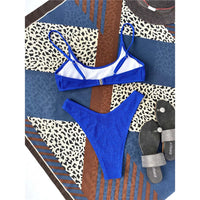 New Sexy Wrinkled Crinkled Bikini Female Swimsuit Women Swimwear Two-Pieces Bikini Set Mid Waist Bather Bathing Suit Swim V3032P