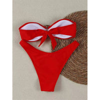 7 Colors Bandeau Metal Ring Brazilian Bikini Female Swimsuit Women Swimwear Two-Pieces Bikini Set Bather Bathing Suit Swim V6516