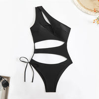 Cut Out Asymmetric One Shoulder One Piece Swimsuit Women Swimwear Female Monokini High Leg Cut Bather Bathing Suit Swim V6254