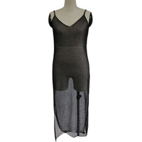 Sexy Sheer Net Mesh Knitted Glitter Tunic Beach Cover Up Cover-ups Long Beach Dress Beach Wear Beachwear Female Women Robe V651
