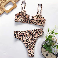 NEW Leopard Swimsuit High Waist Bikini Women Swimwear Two-Pieces Bikini Set Bather Snake Printed Bathing Suit Swim Wear V1712