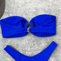 Wrinkled Bandeau High Cut Bikini Women Swimwear Female Swimsuit Two-Pieces Bikini Set Strapless Bather Bathing Suit Swim V3367