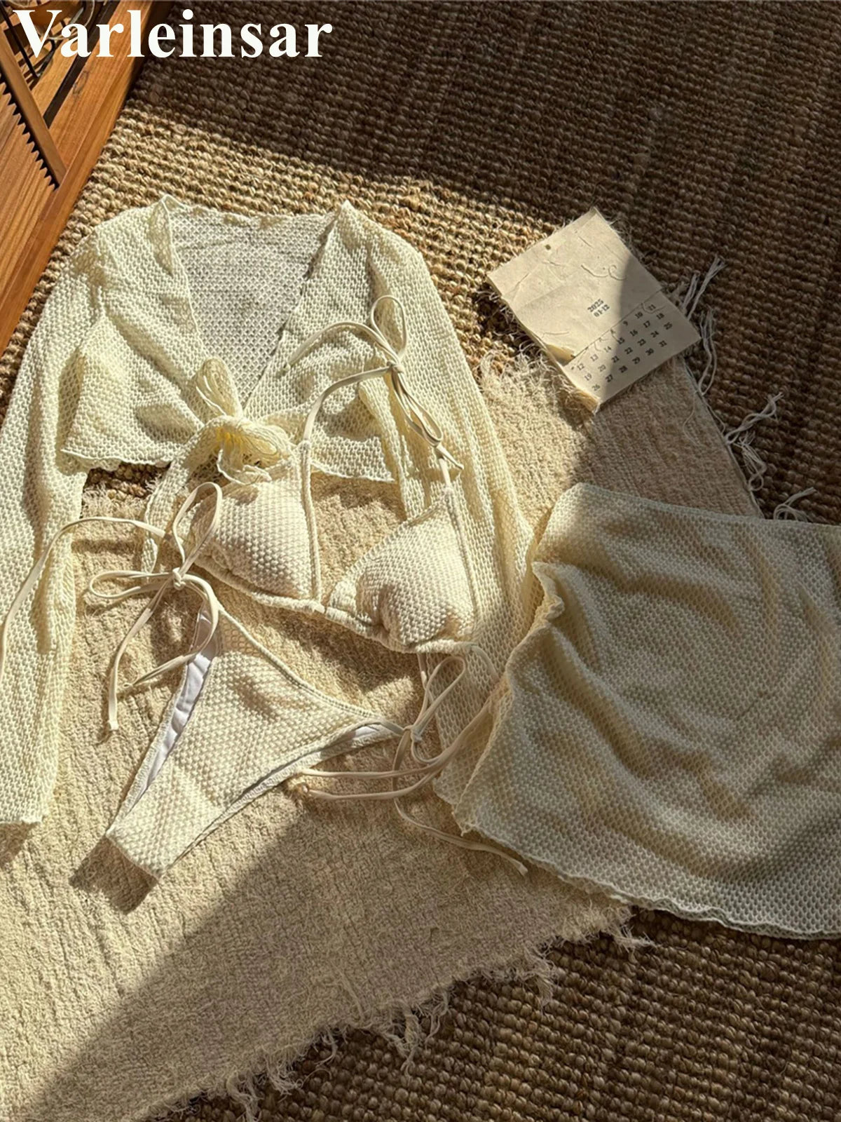 2026 Long Sleeve With Skirt Halter Bikini Women Swimwear Female Swimsuit Four-pieces Bikini set Bather Bathing Suit Swim V6358