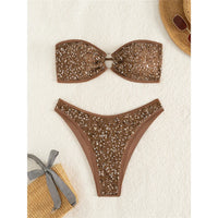 New Glitter Sequins Bandeau Bikini Female Swimsuit Women Swimwear Two-Pieces Bikini Set Brazilian Bather Bathing Suit Swim V7922