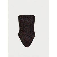 S - XL New Leopard Printed Bandeau Women Swimwear One Piece Swimsuit Female High Leg Cut Monokini Bather Bathing Suit Swim V8051