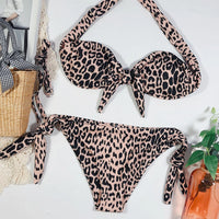 Sexy Leopard Polka Dot Knotted Brazilian Bikini Women Swimwear Female Swimsuit Two-Pieces Bikini Set Bather Bathing Suit V643