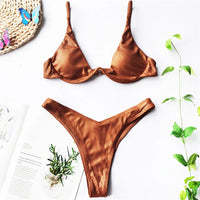 S - XL V-bar Underwired Bikini Female Swimsuit Women Swimwear Two-Piece V Shape Wire Bikini Set Bather Bathing Suit Swim V439