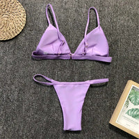 New Sexy Padded Brazilian Bikini Women Swimwear Female Swimsuit Two-Pieces Bikini Set Solid Bather Bathing Suit Swim Lady V64A