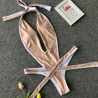 2026 Neon Green Women Swimwear High Cut Backless One Piece Swimsuit Female Bather Sexy Halter Bathing Suit Swim Monokini V1336G