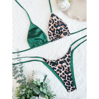 XS - L Leopard Halter Splicing Satin Bikini Female Swimsuit Women Swimwear Two-piece Bikini set Bather Bathing Suit Swim V4752SW