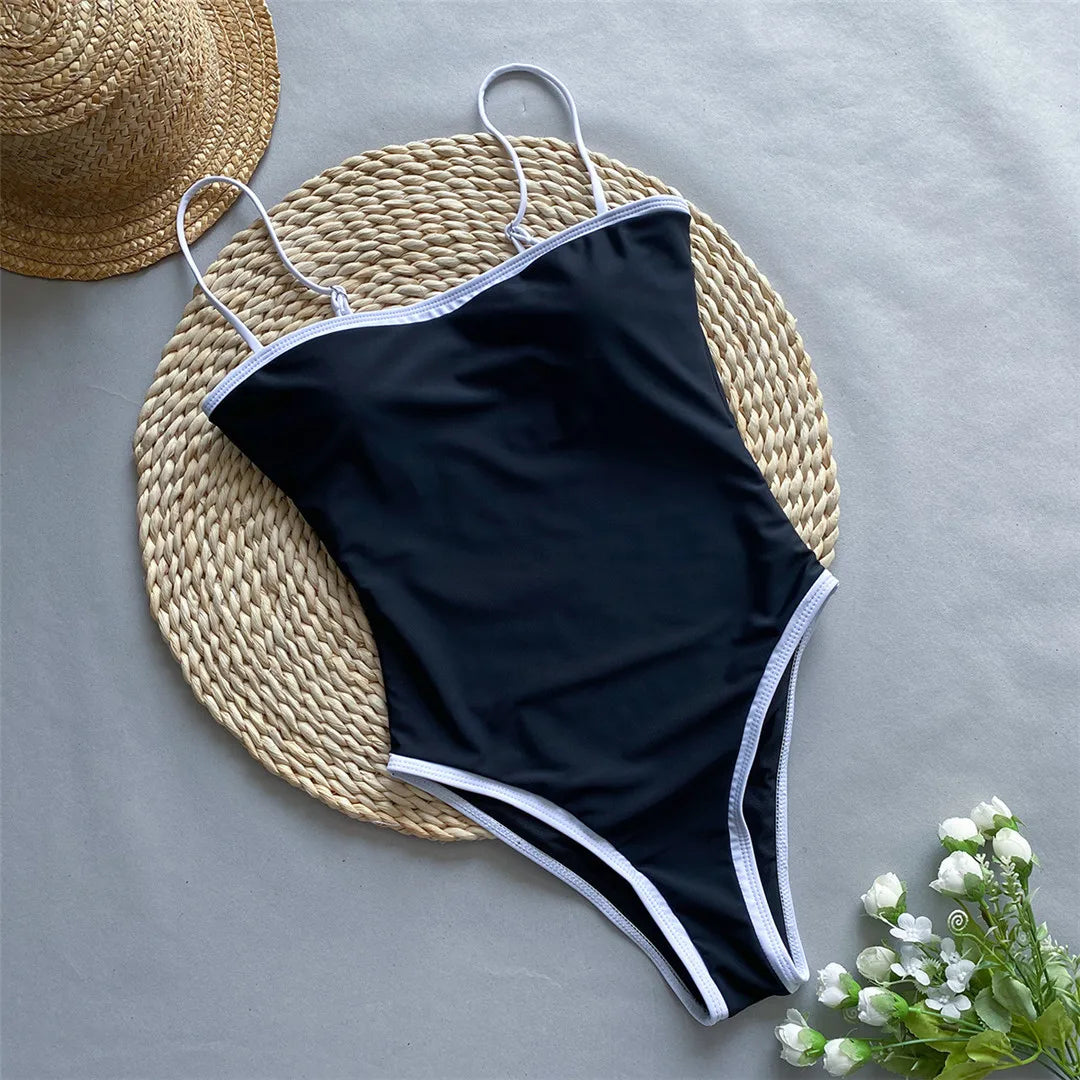 2026 Sexy Color Block Splicing High Leg Cut Full Back Women Swimwear One Piece Swimsuit Female Bather Bathing Suit Swim V5622