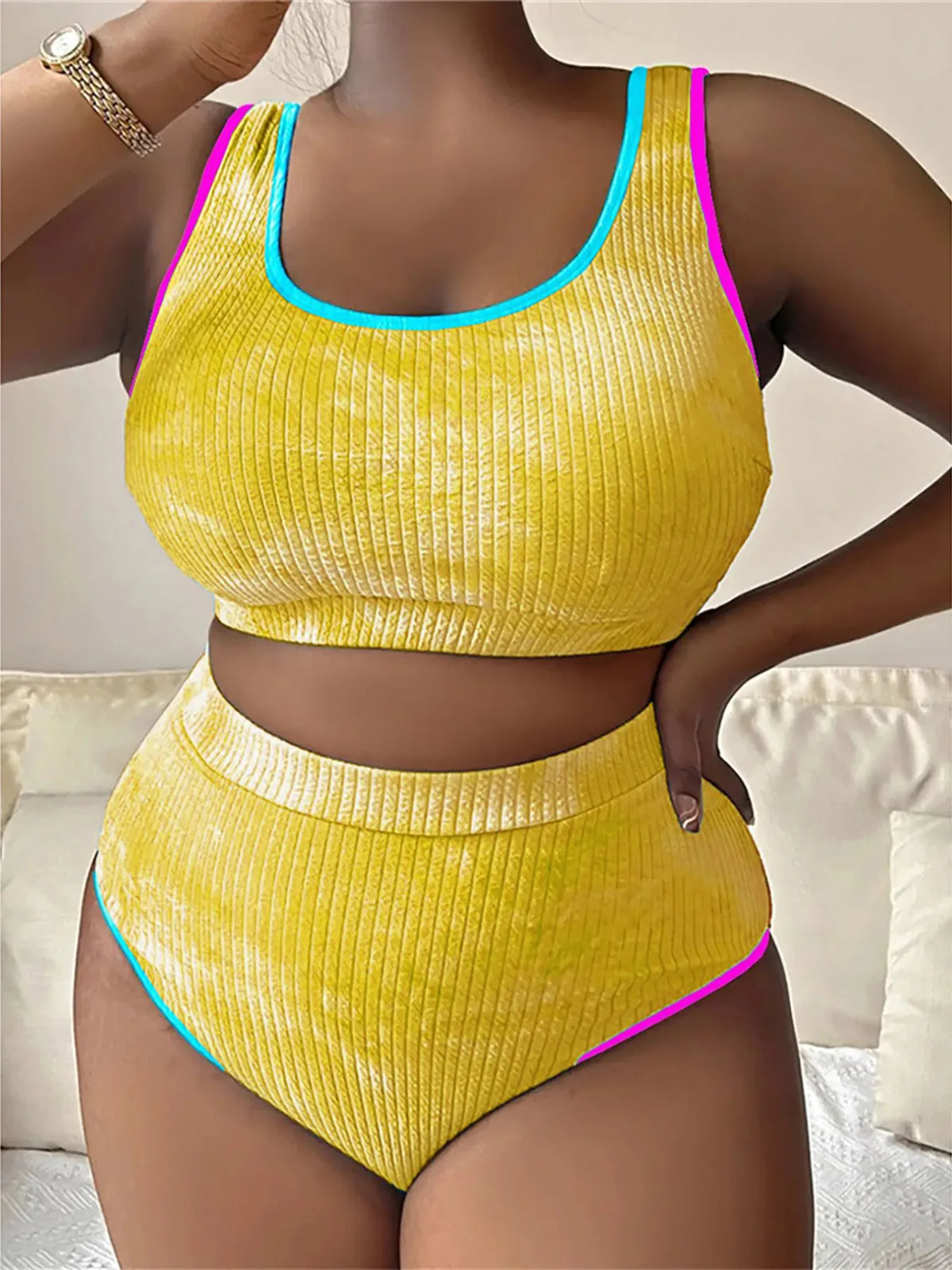 0XL - 4XL New Tie Dye Bikini Large Size Swimwear Plus Size Women Swimsuit Female Two-Pieces Bikini Set Bather Bathing Suit V5948