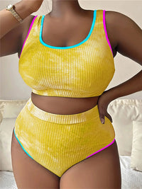 0XL - 4XL New Tie Dye Bikini Large Size Swimwear Plus Size Women Swimsuit Female Two-Pieces Bikini Set Bather Bathing Suit V5948
