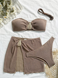 With Skirt High Leg Cut Brazilian Bikini Women Swimwear Female Swimsuit Three-pieces Bikini set Bather Bathing Suit Swim V6741