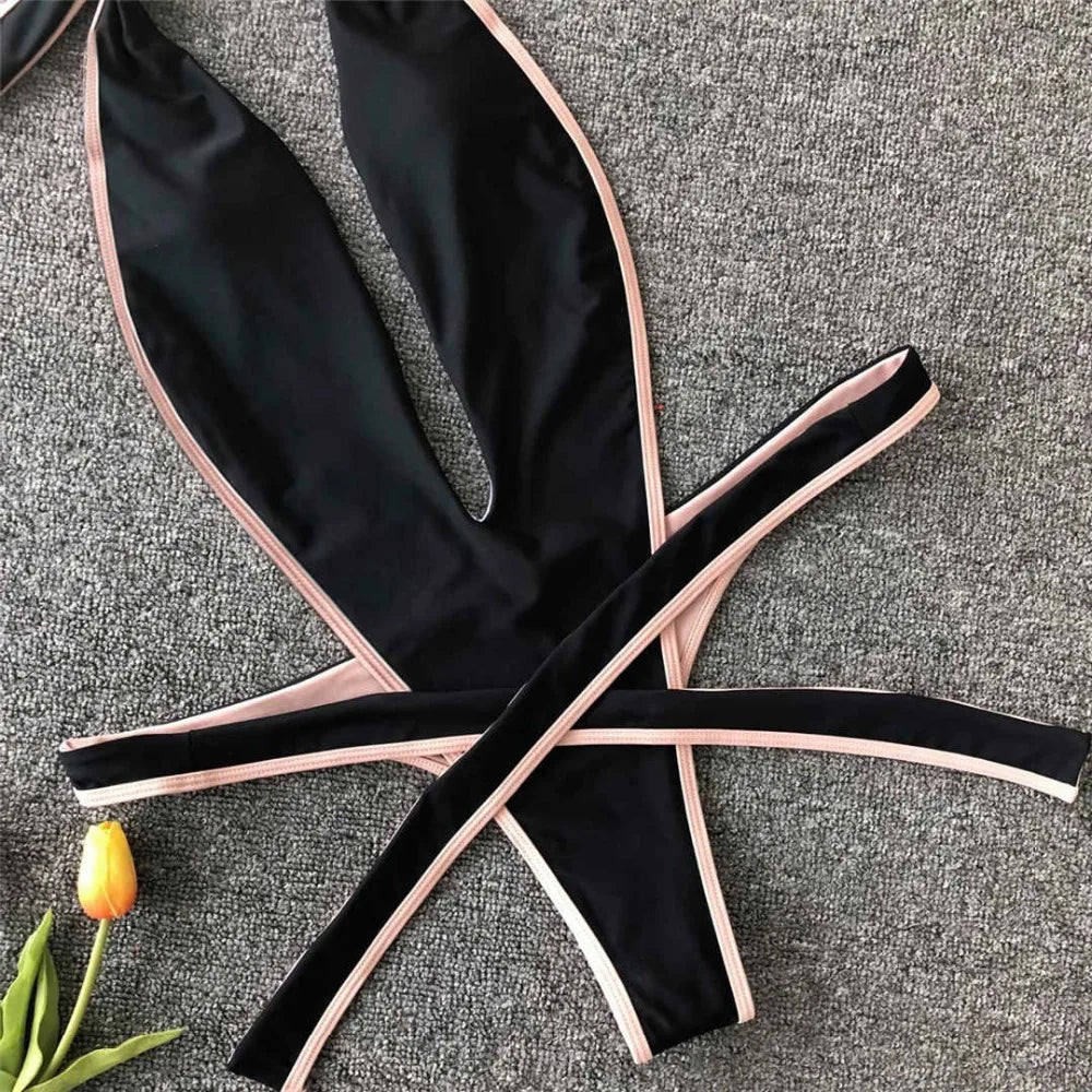 2026 Neon Green Women Swimwear High Cut Backless One Piece Swimsuit Female Bather Sexy Halter Bathing Suit Swim Monokini V1336G