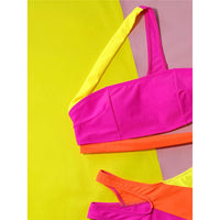 Sexy Splicing Asymmetric One Shoulder Bikini Female Swimsuit Women Swimwear Two-Pieces Bikini Set Bather Bathing Suit Swim V5395