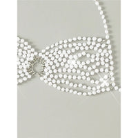 Luxury Pearls Halter See Through Bikini Top Female Swimsuit Women Swimwear Bather Bathing Suit Swim Hollow Out Beach Top V5407