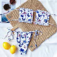 Sexy Leopard Bandeau Brazilian Bikini Swimsuit Female Swimwear Women Two-Pieces Bikini Set Pleated Bather Bathing Suit V1242L