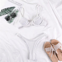 New Ribbed Underwired High Cut Bikini Swimsuit Female Swimwear Women Two-Pieces Bikini Set Thong Bather Bathing Suit Swim V2697B